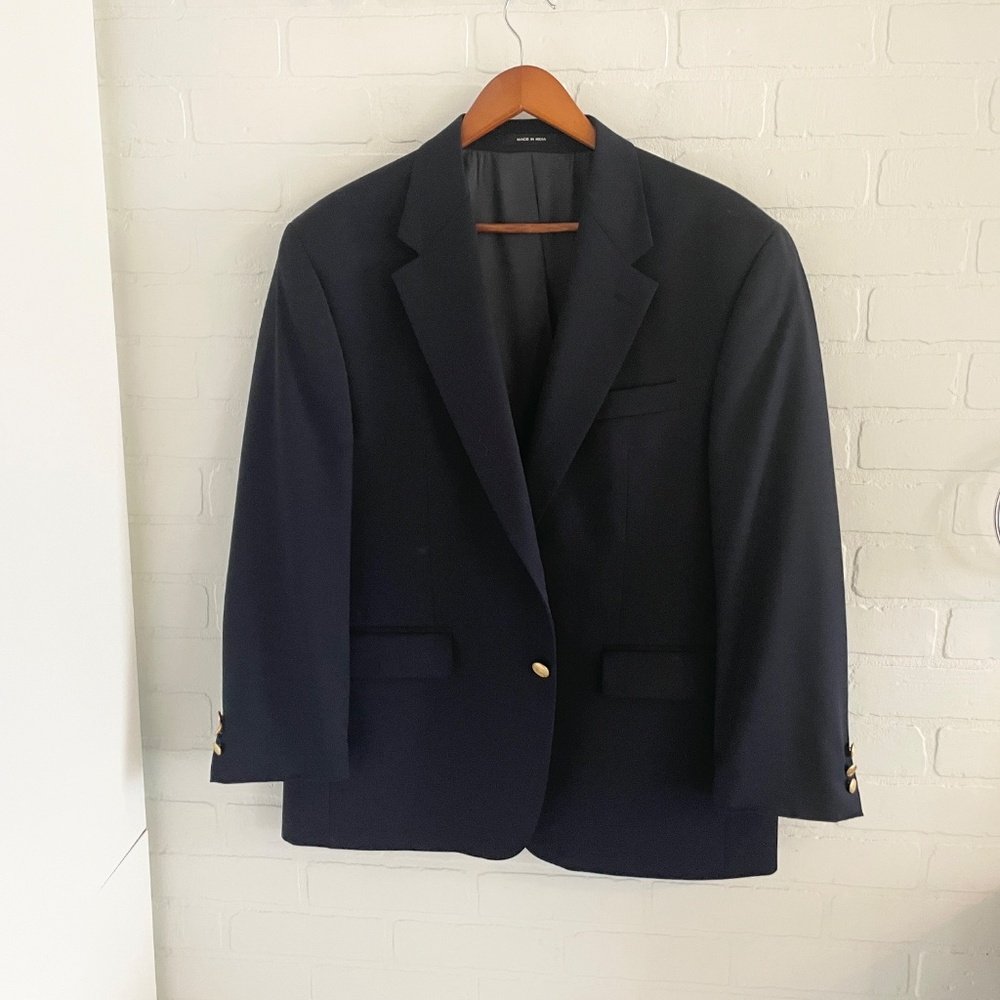 Vintage Lauren Ralph Lauren Gold Crest Wool Blazer Quiet Luxury Sz 42S-44S - Picture 4 of 13
